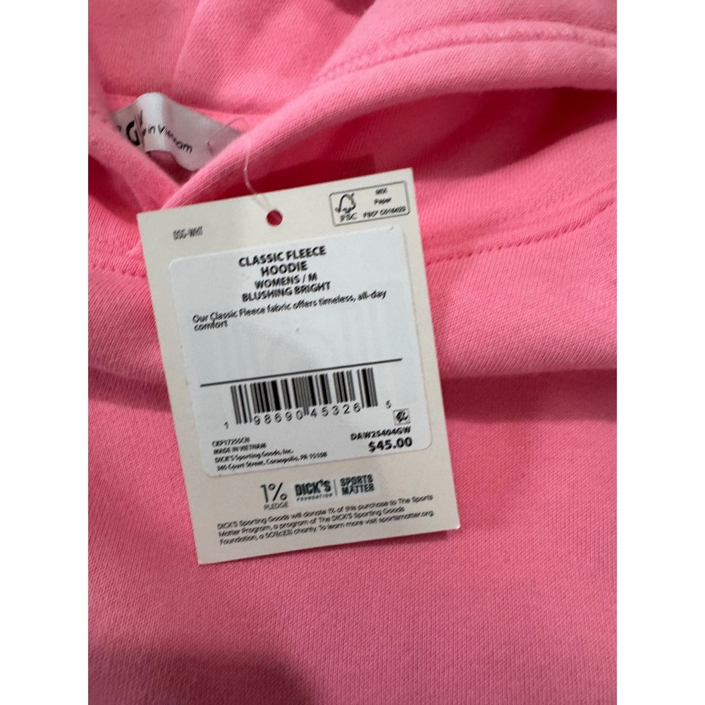 DSG Womens Classic Fleece Hoodie Blushing Bright Pink Sweatshirt Medium NWT Cozy - Picture 3 of 7